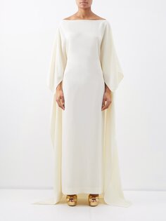 Атласное платье макси с кейпом leggera Taller Marmo, белый