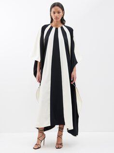 Платье-кафтан из крепа в полоску milano Taller Marmo, белый
