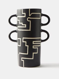 Керамическая ваза с геометрическим узором The Conran Shop, черный
