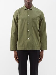 Пижамная рубашка из органического хлопка с накладными карманами Tekla, зеленый