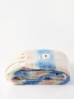 Полосатое одеяло из мохера с нашивкой-логотипом le corbusier Tekla, синий