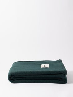 Одеяло из шерсти мериноса с нашивкой-логотипом Tekla, зеленый