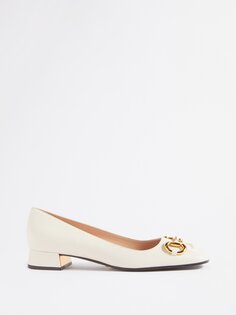Кожаные туфли horsebit Gucci, белый