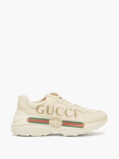 Кожаные кроссовки rhyton с логотипом Gucci, белый