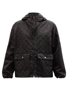 Куртка с капюшоном и жаккардовым узором gg Gucci, черный