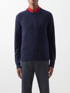 Шерстяной свитер с круглым вырезом и нашивкой-логотипом Gucci, синий