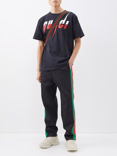 Спортивные брюки с полосками web и логотипом gg Gucci, черный