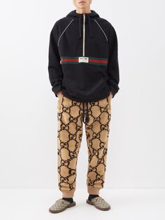 Спортивные брюки из флиса с жаккардовым узором gg Gucci, бежевый