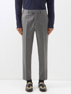 Строгие брюки из шерсти и фланели с полосками web Gucci, серый