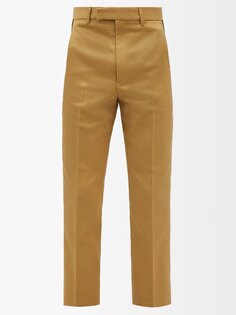 Укороченные брюки из хлопкового твила с полосками web Gucci, бежевый