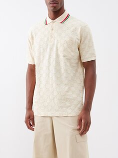 Рубашка-поло из хлопкового пике gg-supreme Gucci, белый
