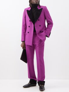 Костюмные брюки из парусины с бархатными манжетами Gucci, розовый