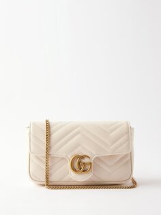 Миниатюрная сумка через плечо gg-marmont из кожи матлассе Gucci, белый