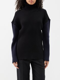 Двухцветный свитер dua в рубчик The Row, черный