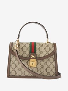 Холщовая сумка ophidia среднего размера с узором gg-supreme Gucci, бежевый