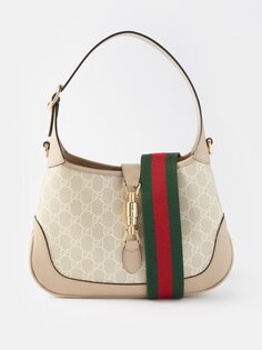 Jackie 1961 маленькая gg supreme и кожаная сумка Gucci, бежевый