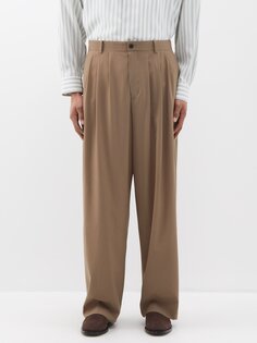 Шерстяные брюки rufus со складками The Row, коричневый