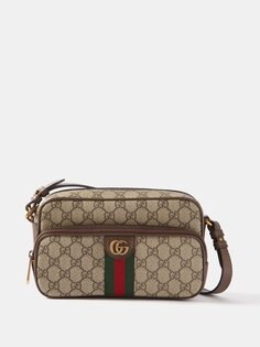 Холщовая сумка через плечо ophidia gg-supreme Gucci, бежевый