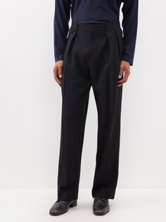 Шерстяные брюки marcello со складками The Row, черный