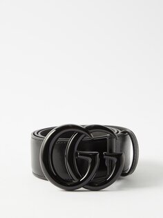 Кожаный ремень с узором gg marmont Gucci, черный