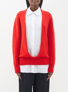Кашемировый свитер chevro с глубоким овальным вырезом The Row, красный