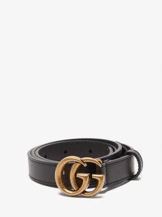 Кожаный ремень с логотипом gg Gucci, черный