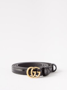 Лакированный ремень gg marmont Gucci, черный