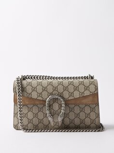 Сумка на плечо dionysus gg-supreme из парусины и замши Gucci, бежевый
