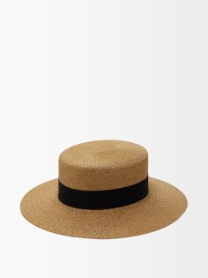 Шляпа канотье из искусственной соломы с логотипом пчелы Gucci, бежевый