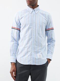 Рубашка из хлопка в трехцветную полоску Thom Browne, синий