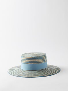 Полосатая соломенная шляпа Gucci, синий