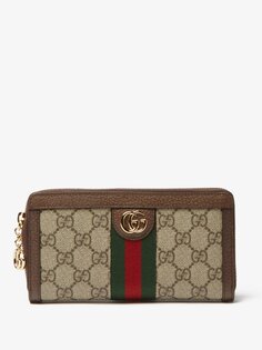 Континентальный кошелек ophidia gg-supreme из парусины Gucci, коричневый