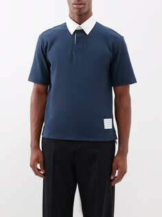 Рубашка-поло для регби со скрытой планкой Thom Browne, синий