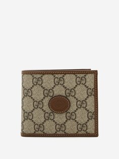 Холщовый кошелек с логотипом gg Gucci, коричневый