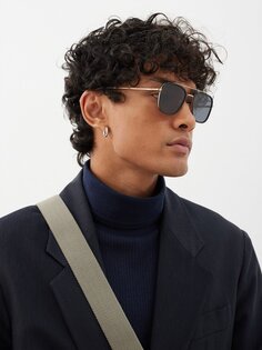 Солнцезащитные очки в металлической d-образной оправе Thom Browne, черный