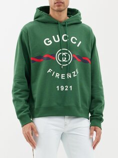 Худи firenze 1921 из хлопкового джерси Gucci, зеленый