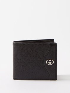 Кожаный кошелек с узором gg Gucci, черный