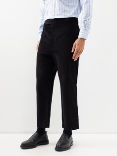 Вельветовые брюки прямого кроя Thom Browne, черный