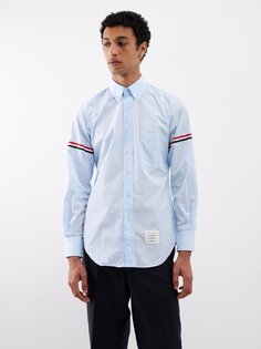 Рубашка оксфорд из хлопка в трехцветную полоску Thom Browne, синий