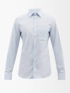 Рубашка-оксфорд из хлопка с вышитым логотипом Gucci, синий