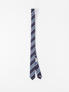 Полосатый галстук из шелкового твила Thom Browne, синий