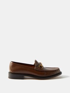 Кожаные лоферы horsebit Gucci, коричневый