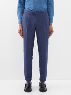 Льняные брюки с одинарными складками Thom Sweeney, синий