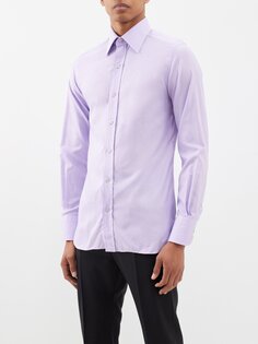 Рубашка из хлопкового поплина с острым воротником Tom Ford, фиолетовый