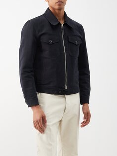 Куртка из хлопкового твила с карманами и клапанами Tom Ford, черный