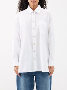 Рубашка оверсайз из хлопкового поплина Gucci, белый