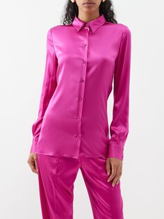 Атласная рубашка из смесового шелка Tom Ford, розовый