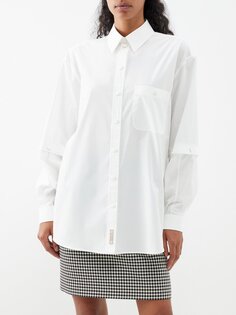 Хлопковая рубашка оверсайз со съемными рукавами Gucci, белый