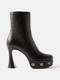Кожаные ботинки на платформе 75 с логотипом Gucci, черный
