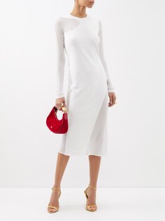 Платье из крепа и джерси с прозрачными вставками Tom Ford, белый